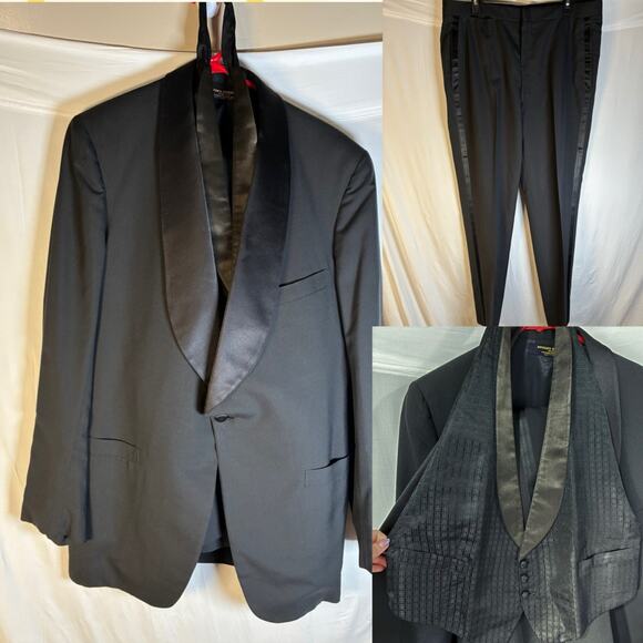 Vintage BROOKS BROTHERS 3pc Tuxedo Men’s Size 41L Pants 38x33 Union Formal Wear